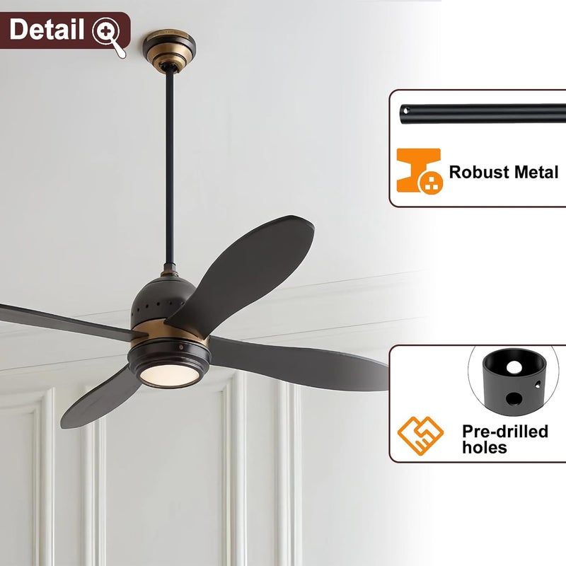 FEHEED 36 Inch Ceiling Fan Downrod, 1" Diameter Matte Black Ceiling Fan Extension Rod (No Threads),Universal Down Rods for Ceiling Fans,Easy Installation - Image 2